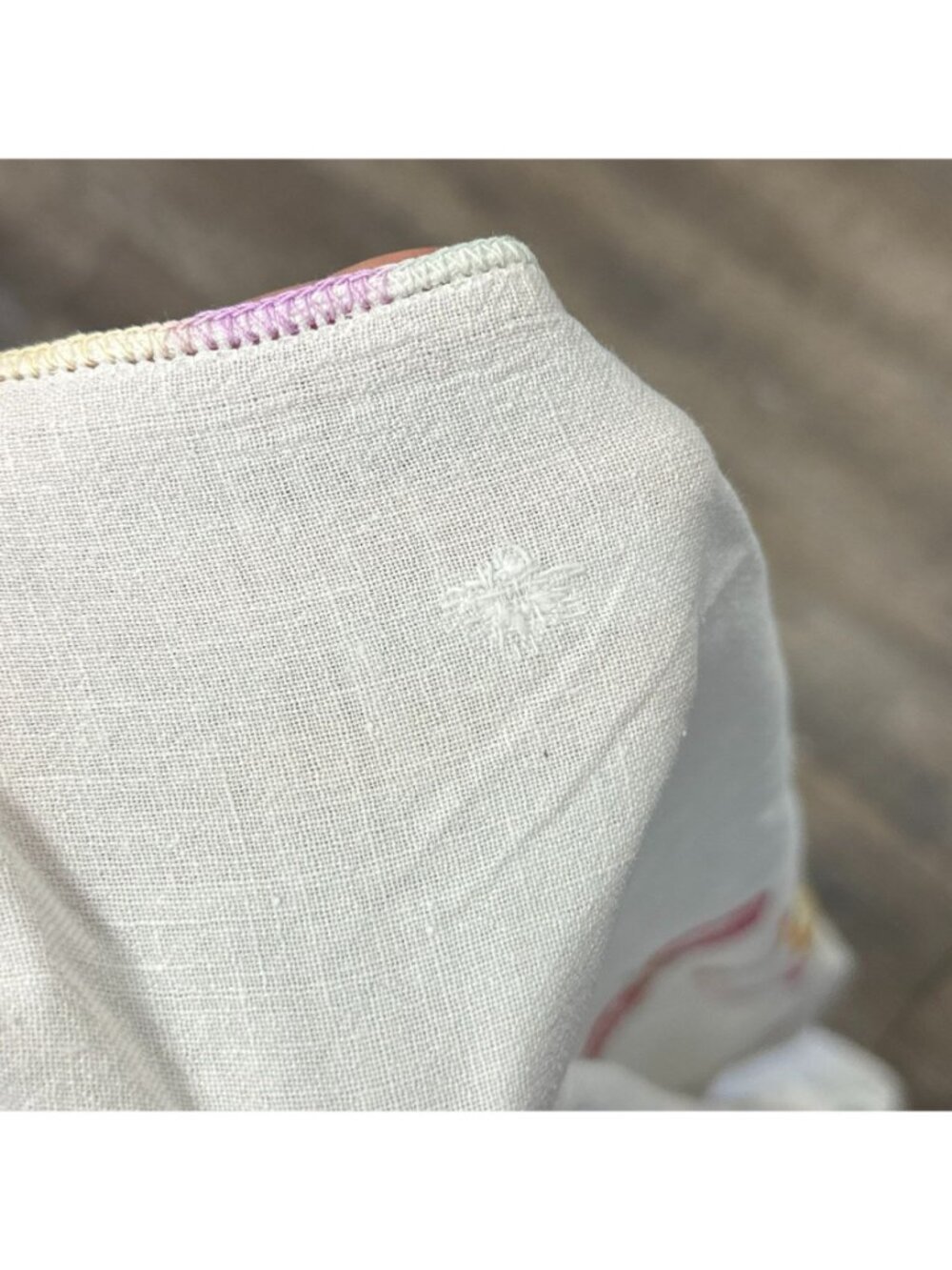 Vintage 1950s Embroidered Strawberry Tablecloth Fruit Square Tea Cloth 38x41 - Picture 3 of 8